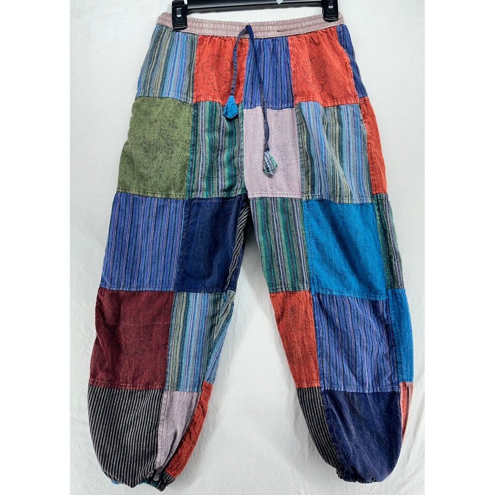 Boho Patchwork Harem Pants Nepal Cotton Multi Color Festival Hippie Trousers